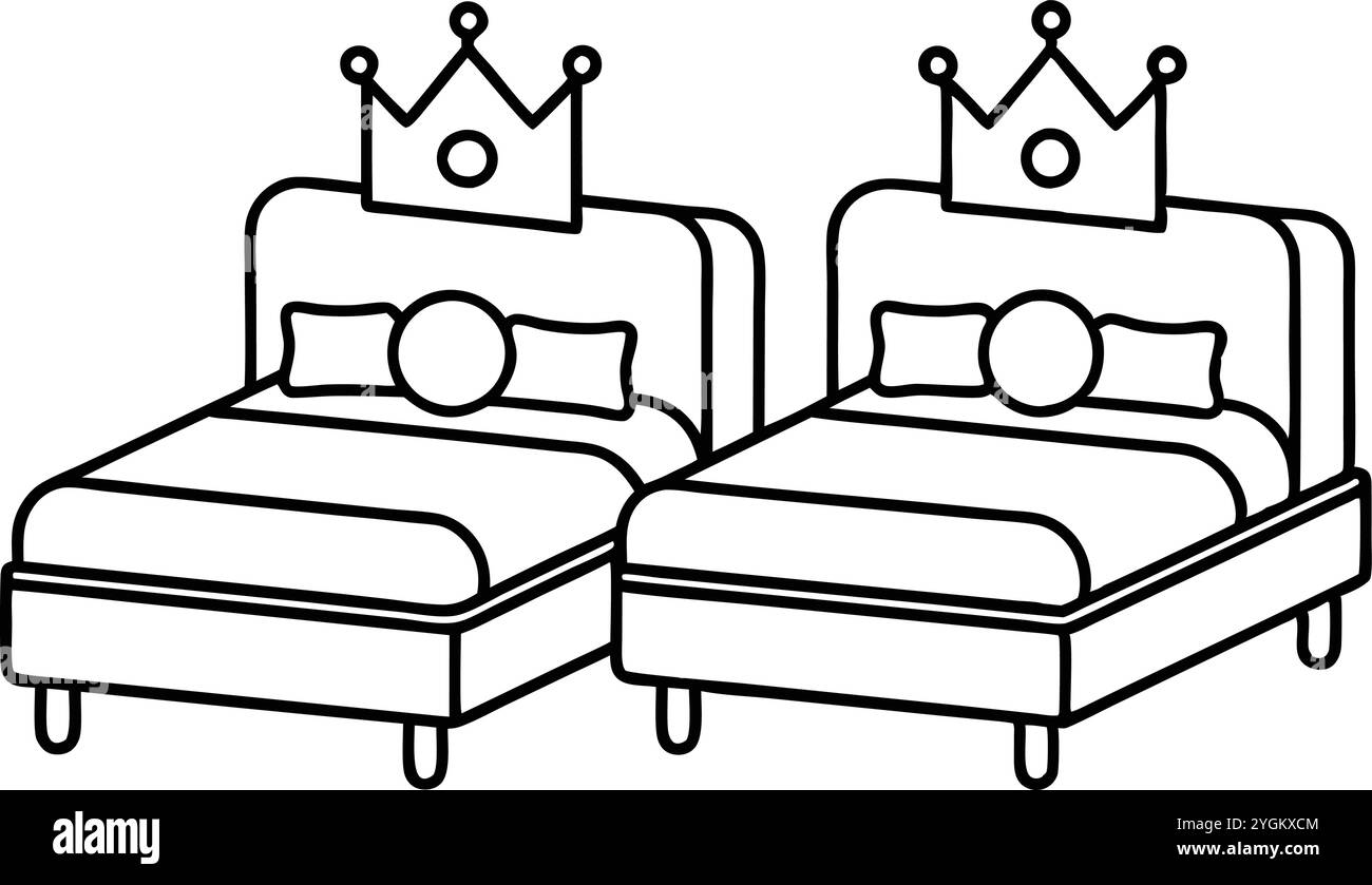 Nice Bed icon vector art illustration on a white background Stock Vector
