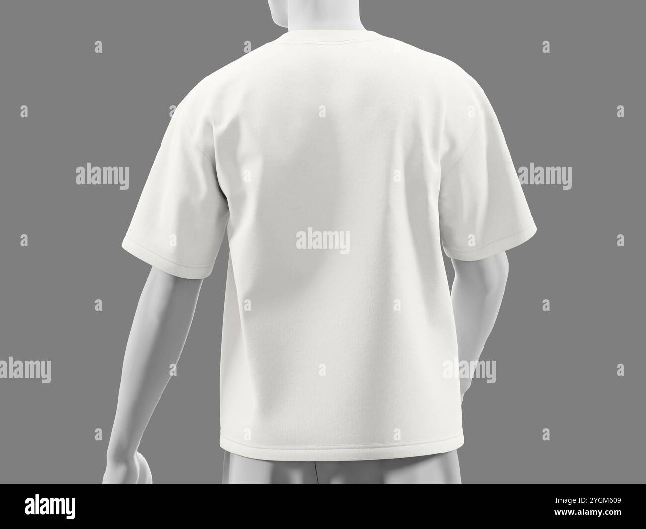 Realistic Back View White Blank Oversized T-Shirt Mockup 3D Rendered on ...
