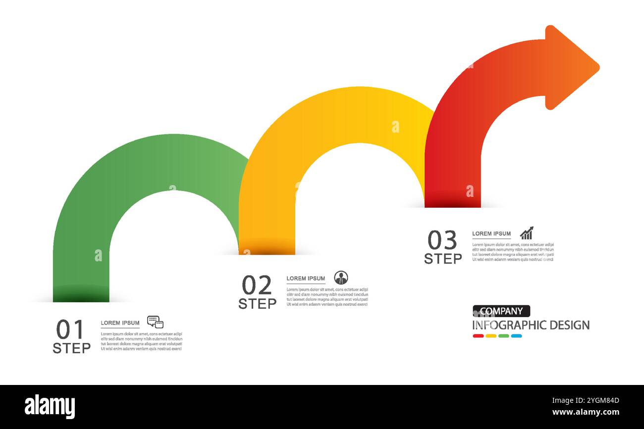 Infographics arrow symbol timeline business steps to success Stock ...