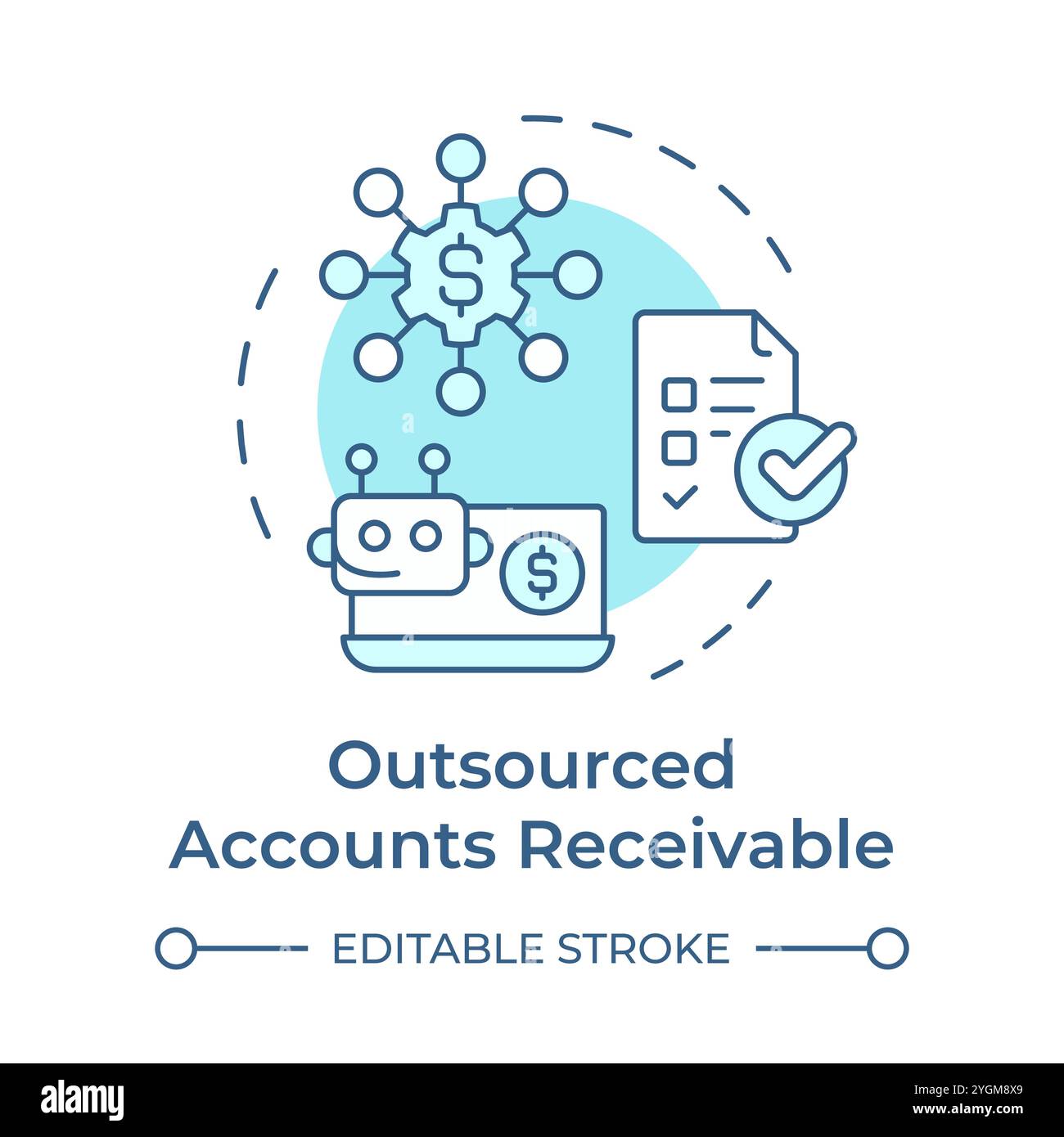 Outsourced accounts receivable soft blue concept icon Stock Vector