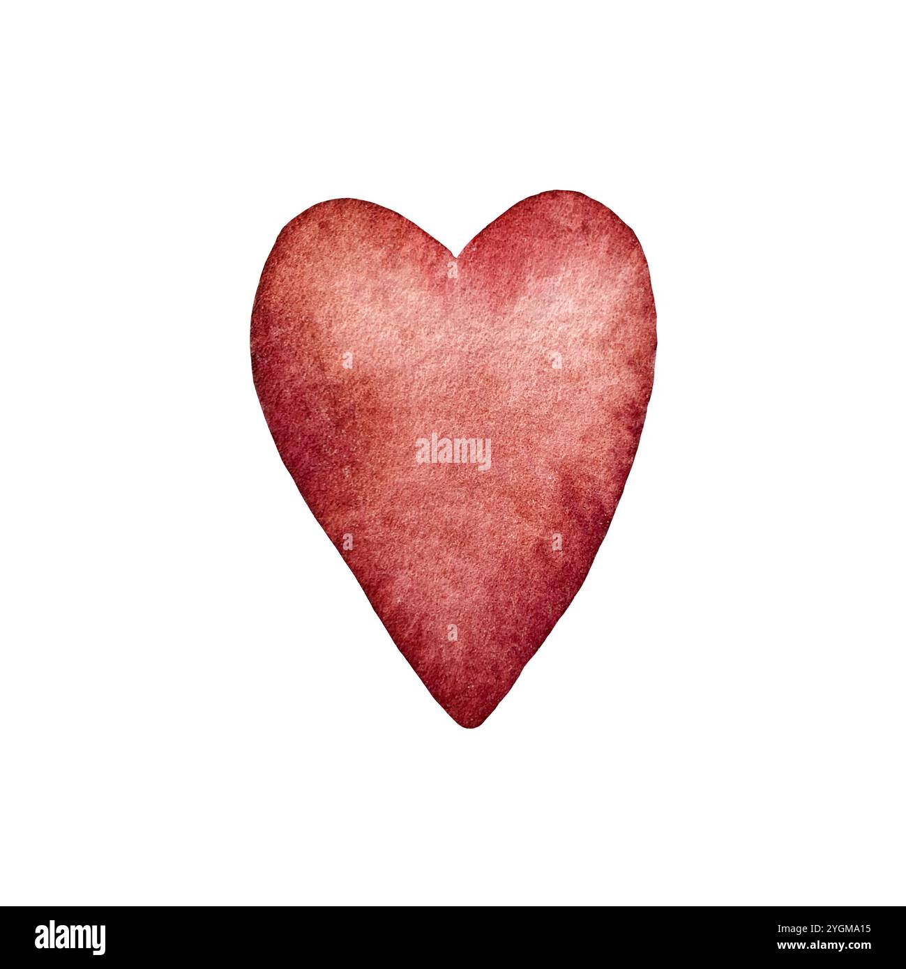 Heart red hand drawn with watercolor isolated on white background ...