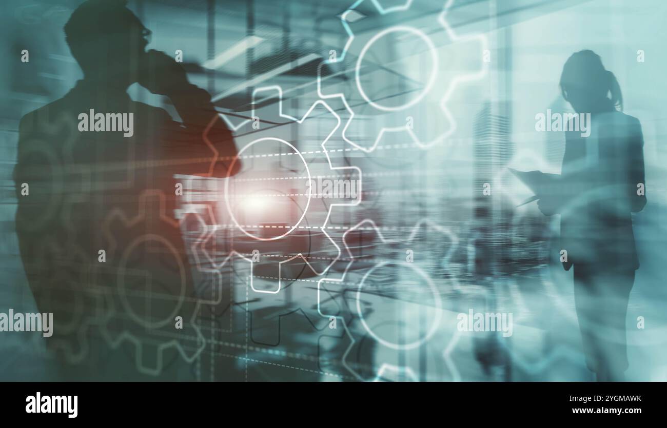 Technology Gears and industry 4.0 smart factory concept Stock Photo - Alamy