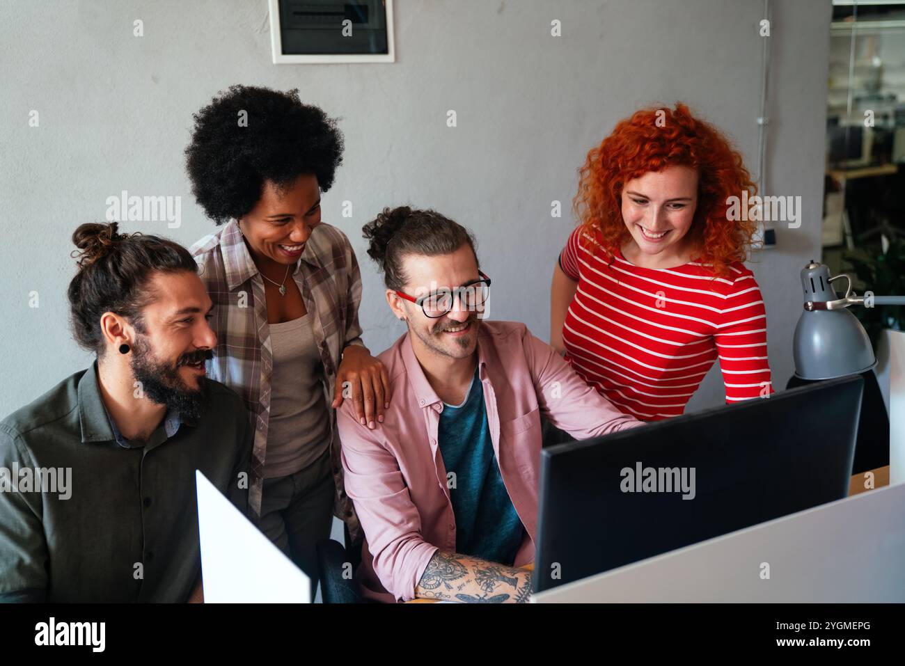 Developing programming and coding technologies. Programmer working in a software develop company Stock Photo