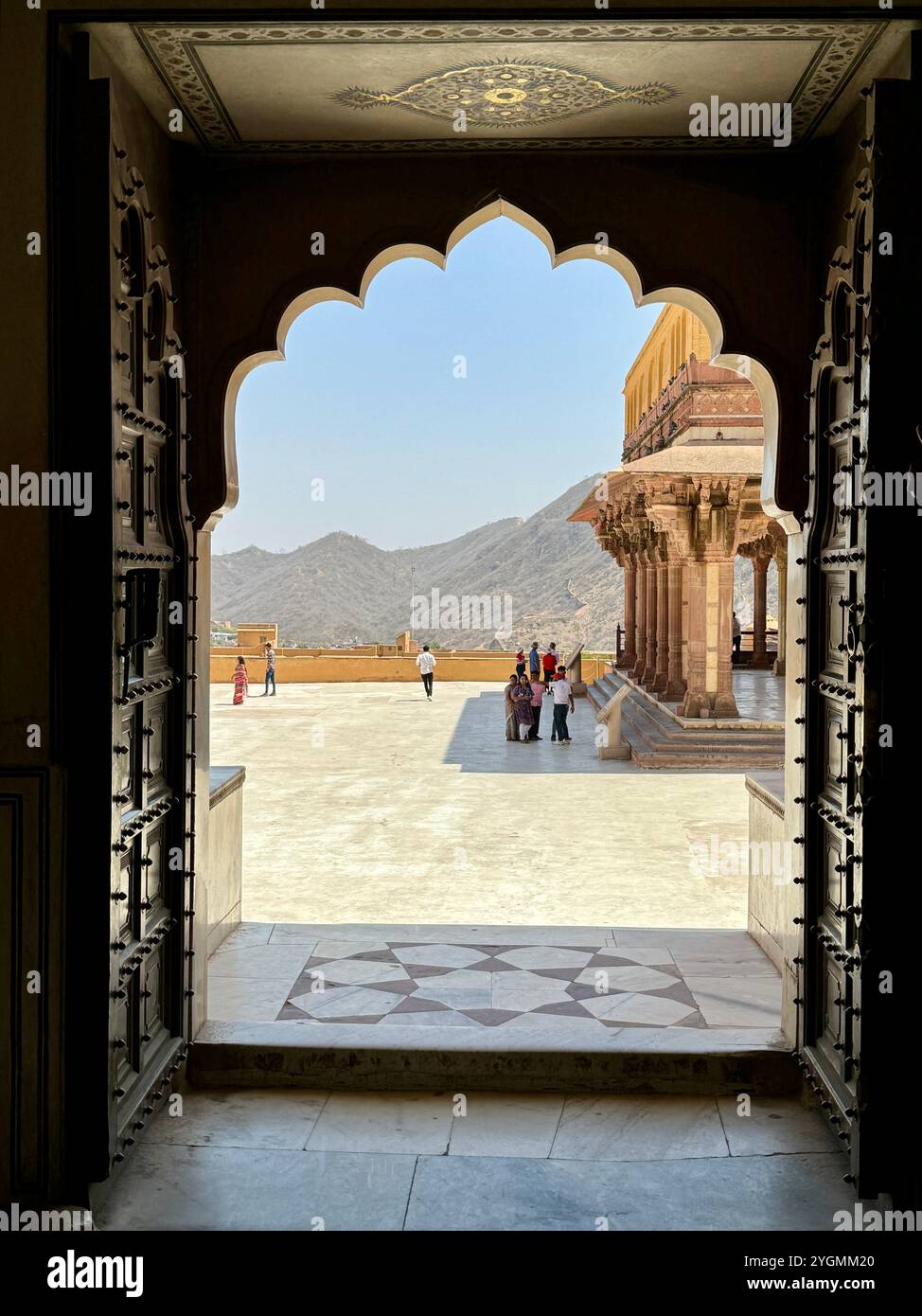 Door , Amber (Amer) fort -  Unesco world heritage site , Jaipur , Rajasthan, India - Smartphone Captured Stock Image
