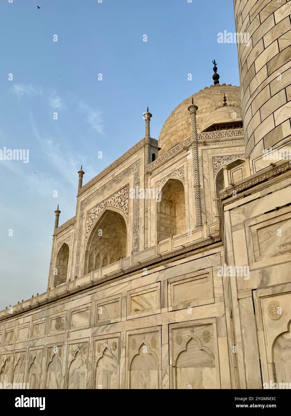 Taj Mahal , One of the Seven Wonders of the World , a Jewel of muslim art in India and one of the most admired masterpieces of the world heritage - Smartphone Captured Stock Image