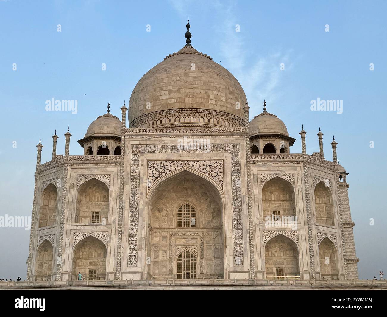 Taj Mahal , One of the Seven Wonders of the World , a Jewel of muslim art in India and one of the most admired masterpieces of the world heritage - Smartphone Captured Stock Image