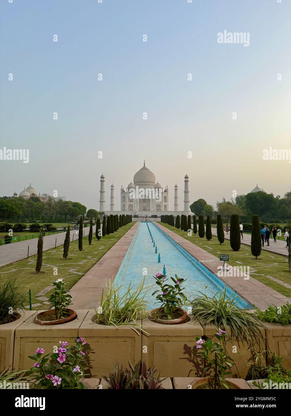 Taj Mahal , One of the Seven Wonders of the World , a Jewel of muslim art in India and one of the most admired masterpieces of the world heritage - Smartphone Captured Stock Image
