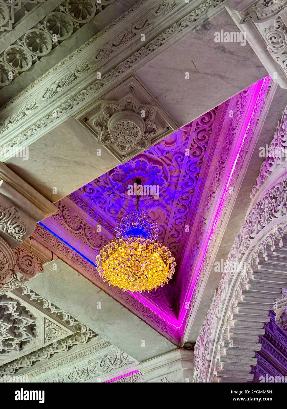 Prem Mandir , Hindu temple , Vrindavan , Mathura , Uttar Pradesh , India - completed in 2012 - Smartphone Captured Stock Image