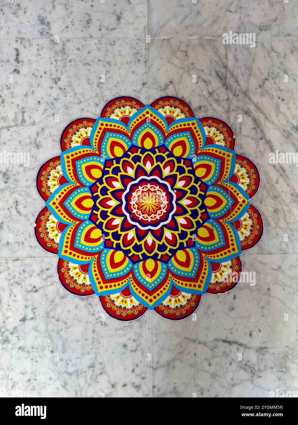 Rosace , Prem Mandir , Hindu temple , Vrindavan , Mathura , Uttar Pradesh , India - completed in 2012 - Smartphone Captured Stock Image