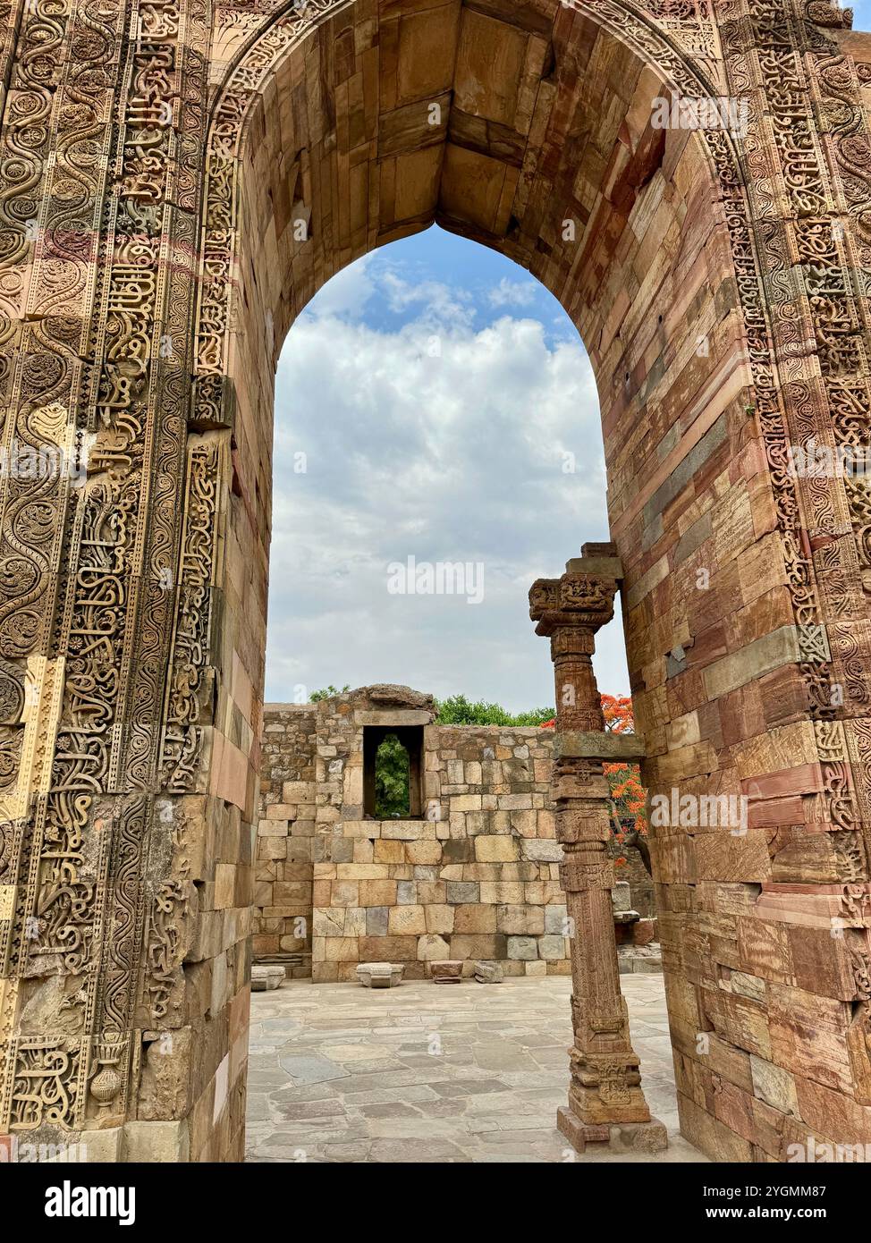Qutub minar , Unesco world heritage site from the 12th century , Delhi , india - Smartphone Captured Stock Image