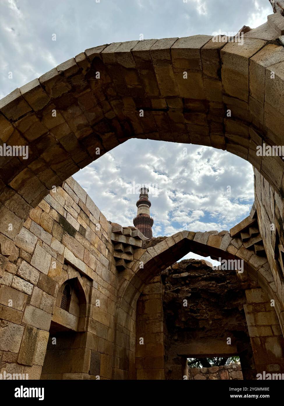 Qutub minar , Unesco world heritage site from the 12th century , Delhi , india - Smartphone Captured Stock Image