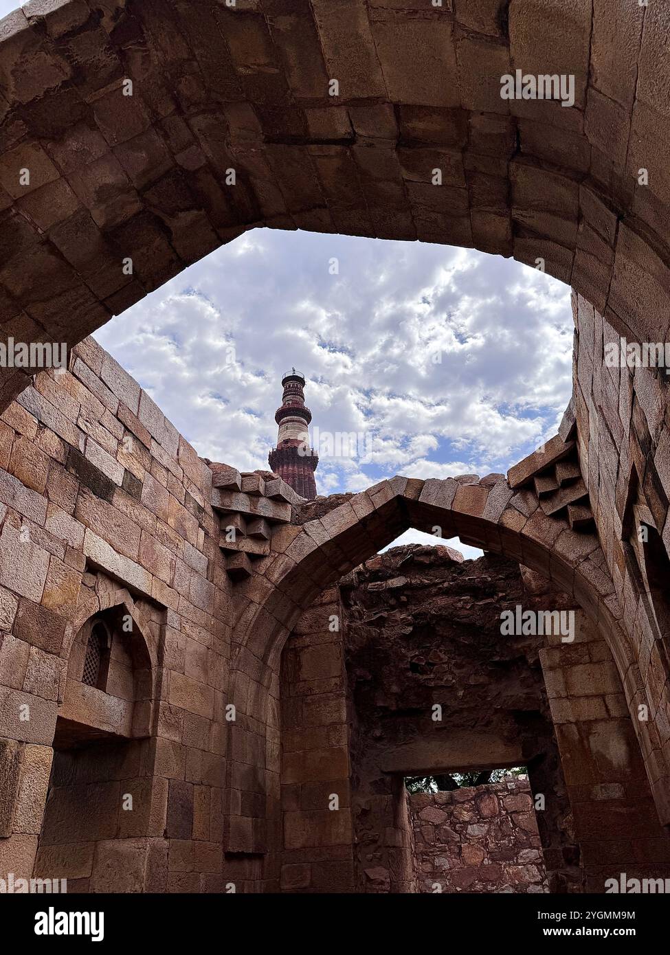 Qutub minar , Unesco world heritage site from the 12th century , Delhi , india - Smartphone Captured Stock Image
