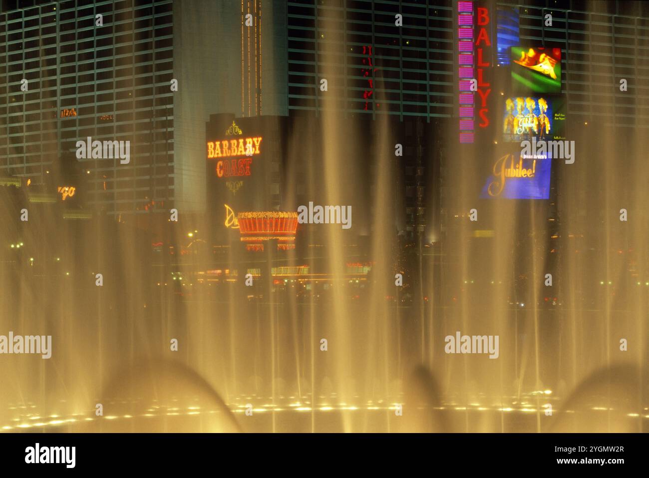 The fountains at the Bellagio Hotel in Las Vegas. The fountains are programmed t Stock Photo