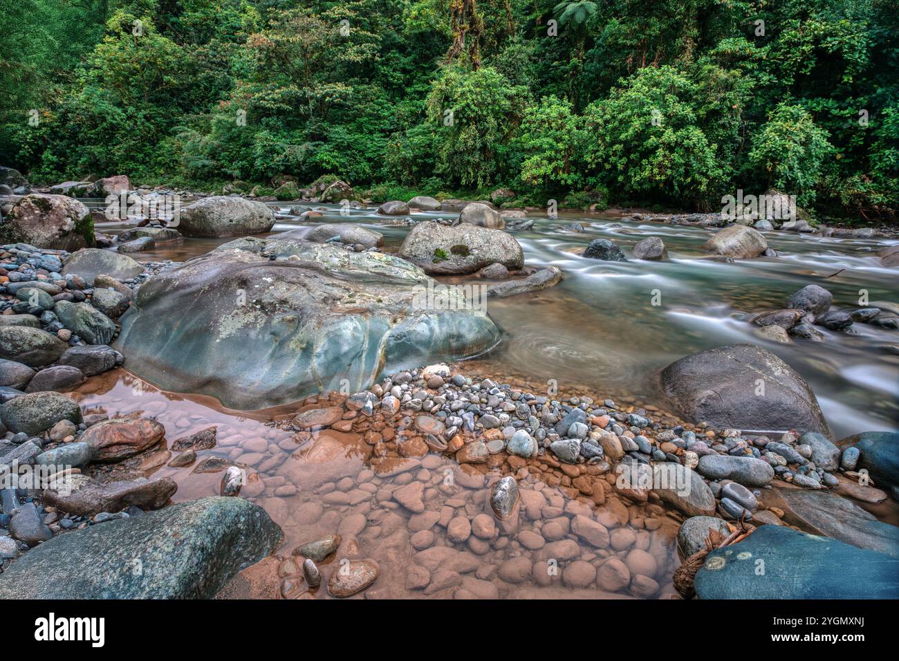 The Orosi River, also called Rio Grande de Orosi, is a river in Costa Rica near the Cordillera de Talamanca. Tapanti - Cerro de la Muerte Massif Natio Stock Photo