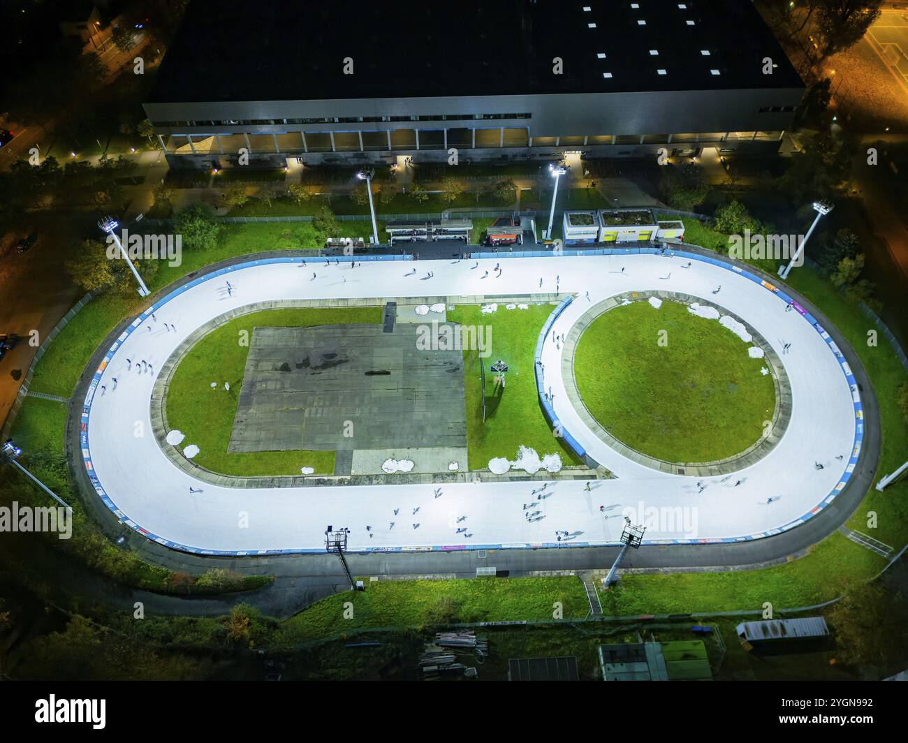 Ostrapark ice rink, aerial view, Dresden, Saxony, Germany, Europe Stock Photo