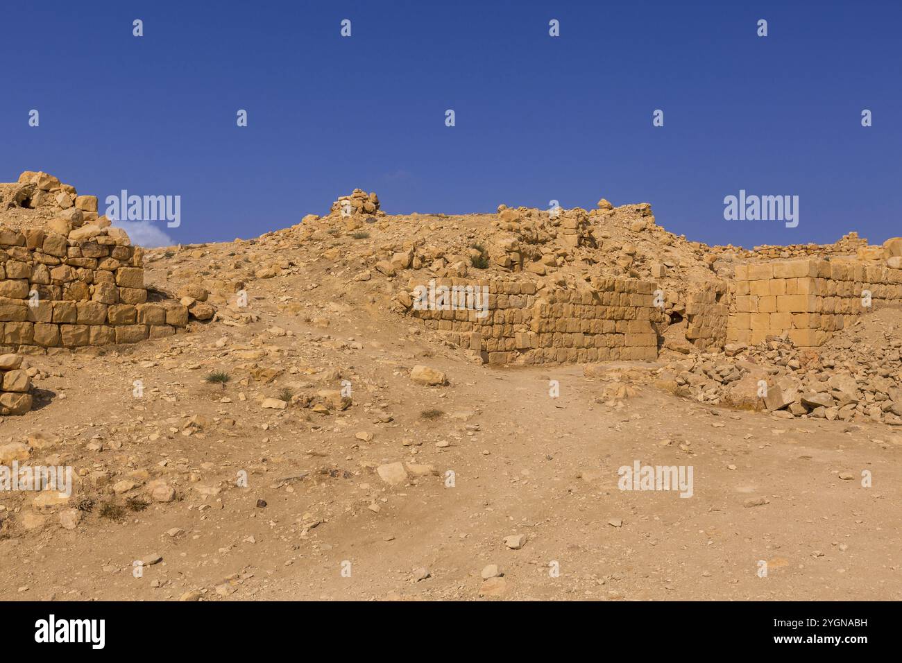 Ruins of crusaders castle Montreal, Shoubak, Shobak or Shawbak in Jordan, Middle East Stock Photo