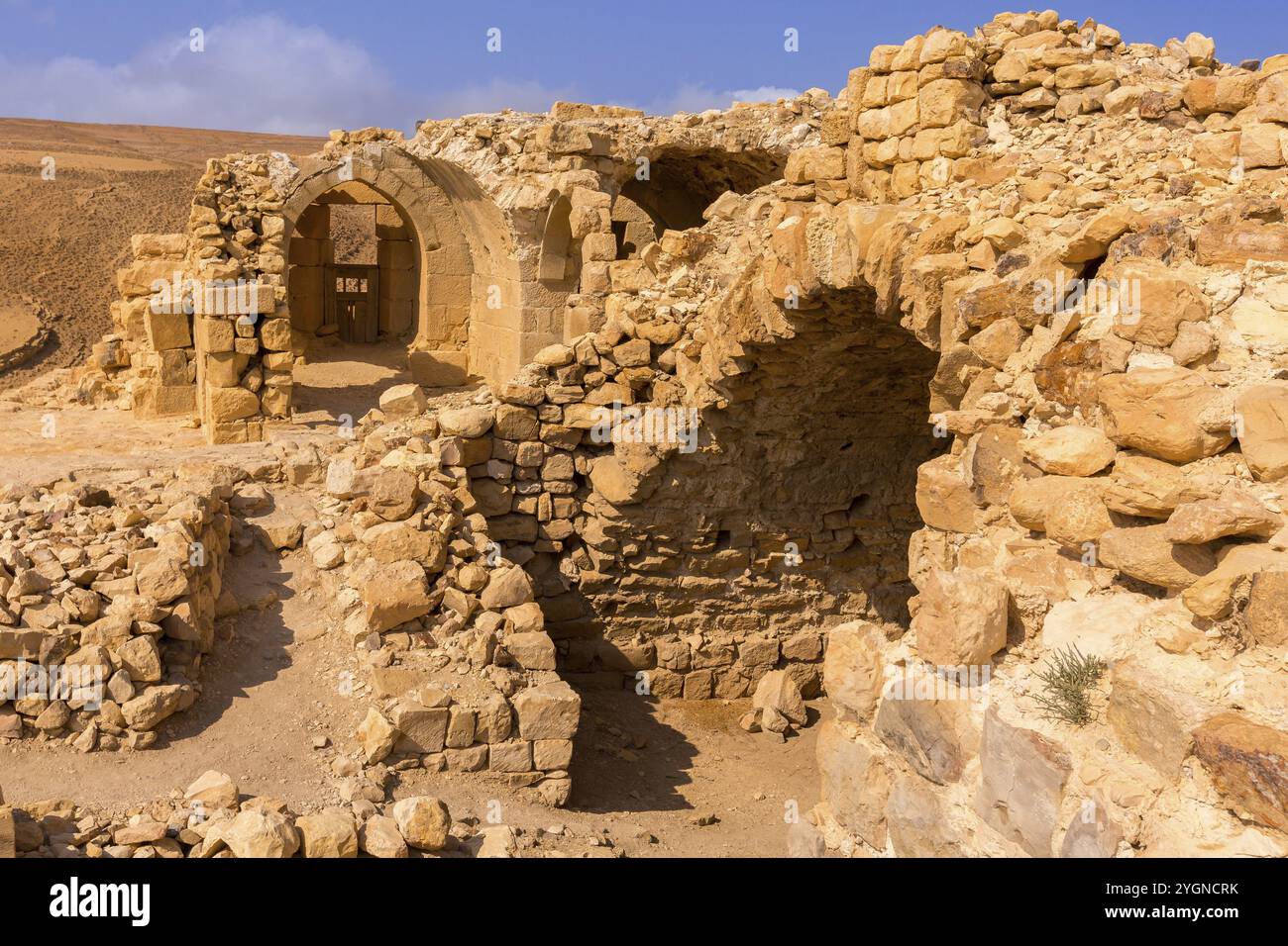 Ruins of crusaders castle Montreal, Shoubak, Shobak or Shawbak in Jordan, Middle East Stock Photo