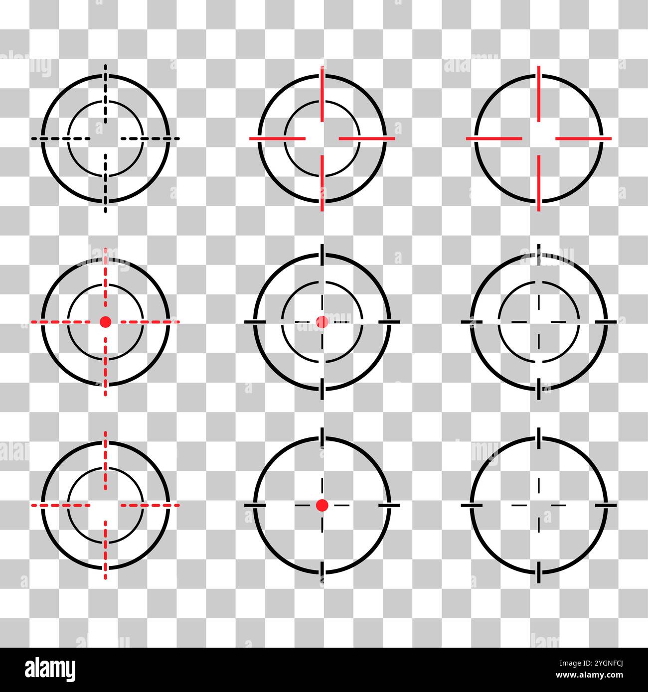 Set of Crosshair army target icon, hunting cross sign mark, graphic ...