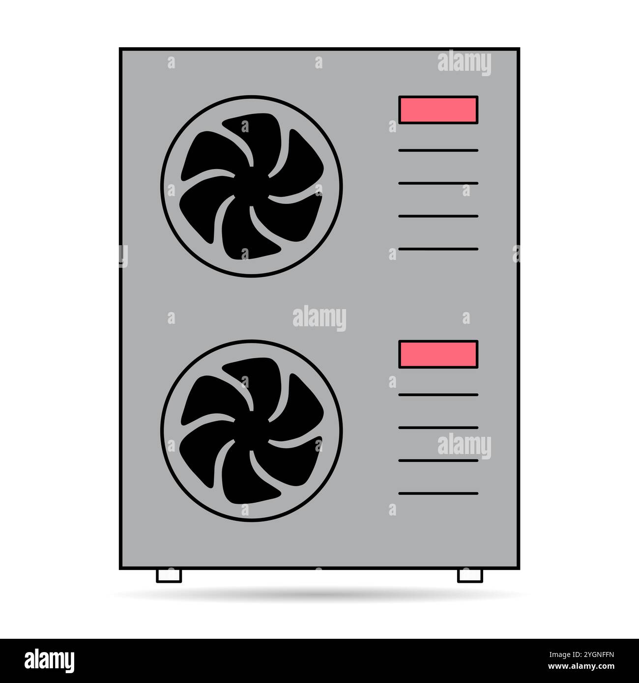 Heat pump air source shadow icon, cooling electric system machine, cool web vector illustration . Stock Vector