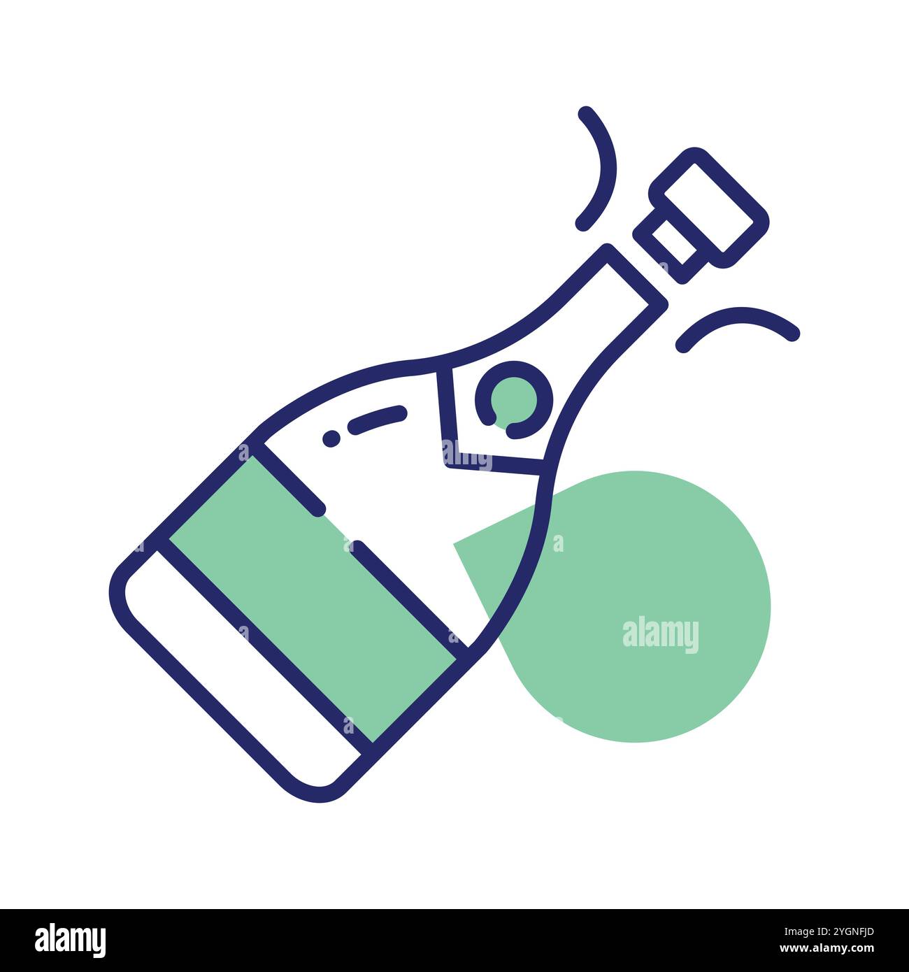 A trendy icon of champagne uncork isolated on white background Stock ...