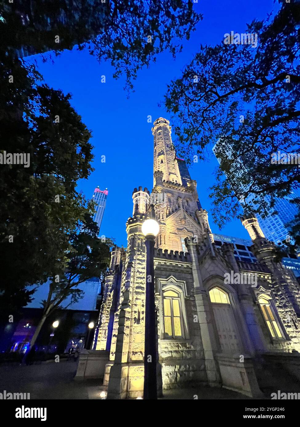 Chicago Water Tower, Downtown , Historical Buildings - Smartphone Captured Stock Image Chicago Water Tower, Downtown , Historical Buildings - Smartphone Captured Stock Image