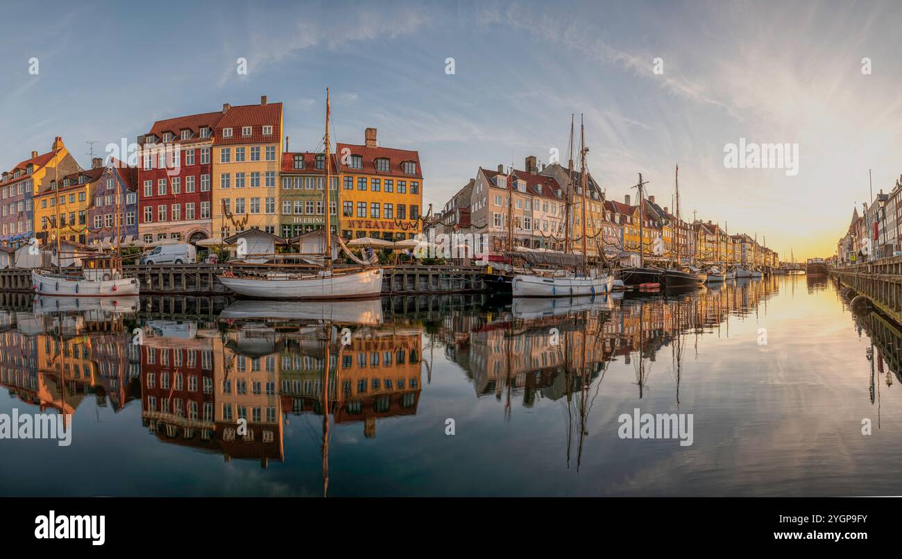Denmark In November Copenhagen Nyhavn Harbour with colourful houses in a panoramic view ...