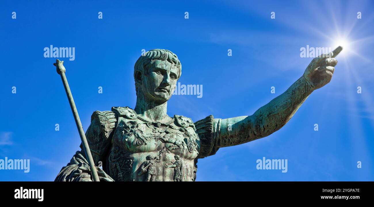 Julius Caesar, ancient statue in Rome, Italy. Concept for leadership, personal growth, personal development, self help Stock Photo