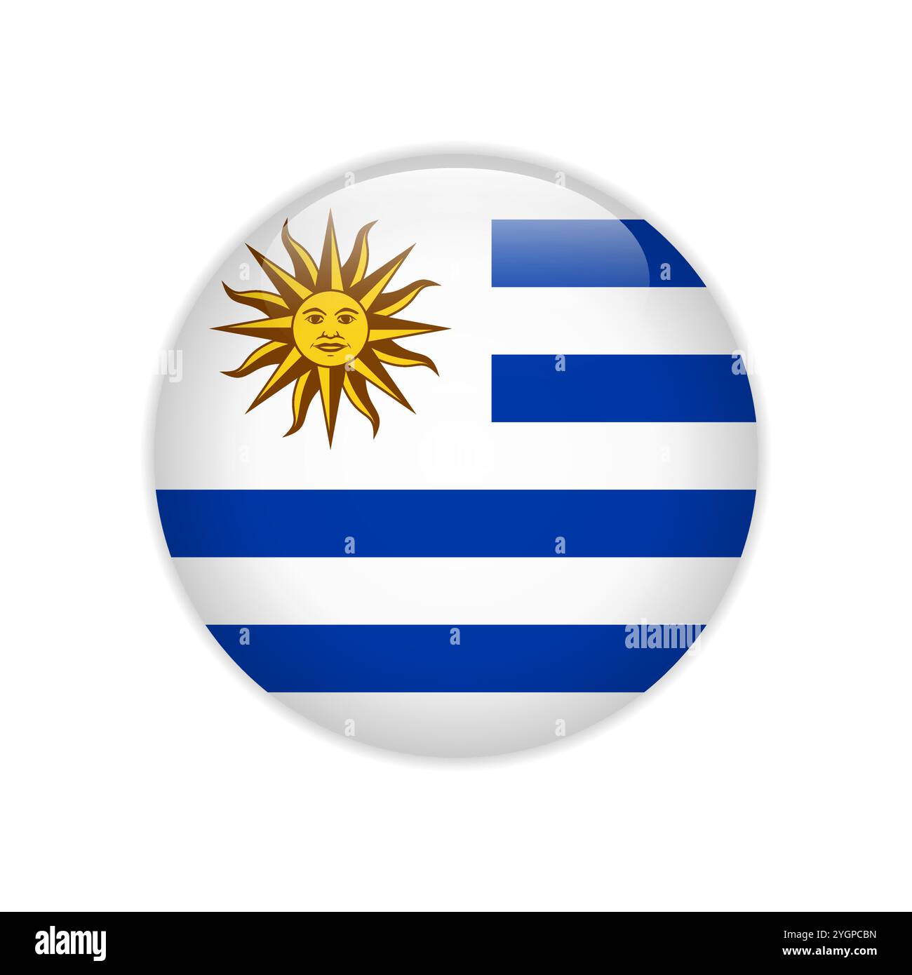 Uruguay flag on button Stock Vector