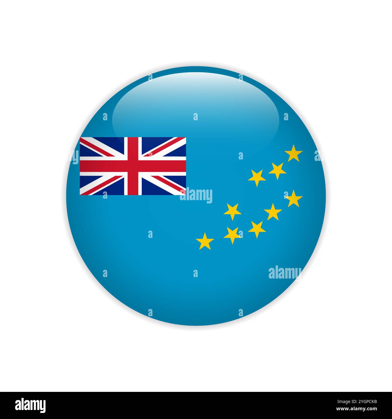 Tuvalu flag on button Stock Vector