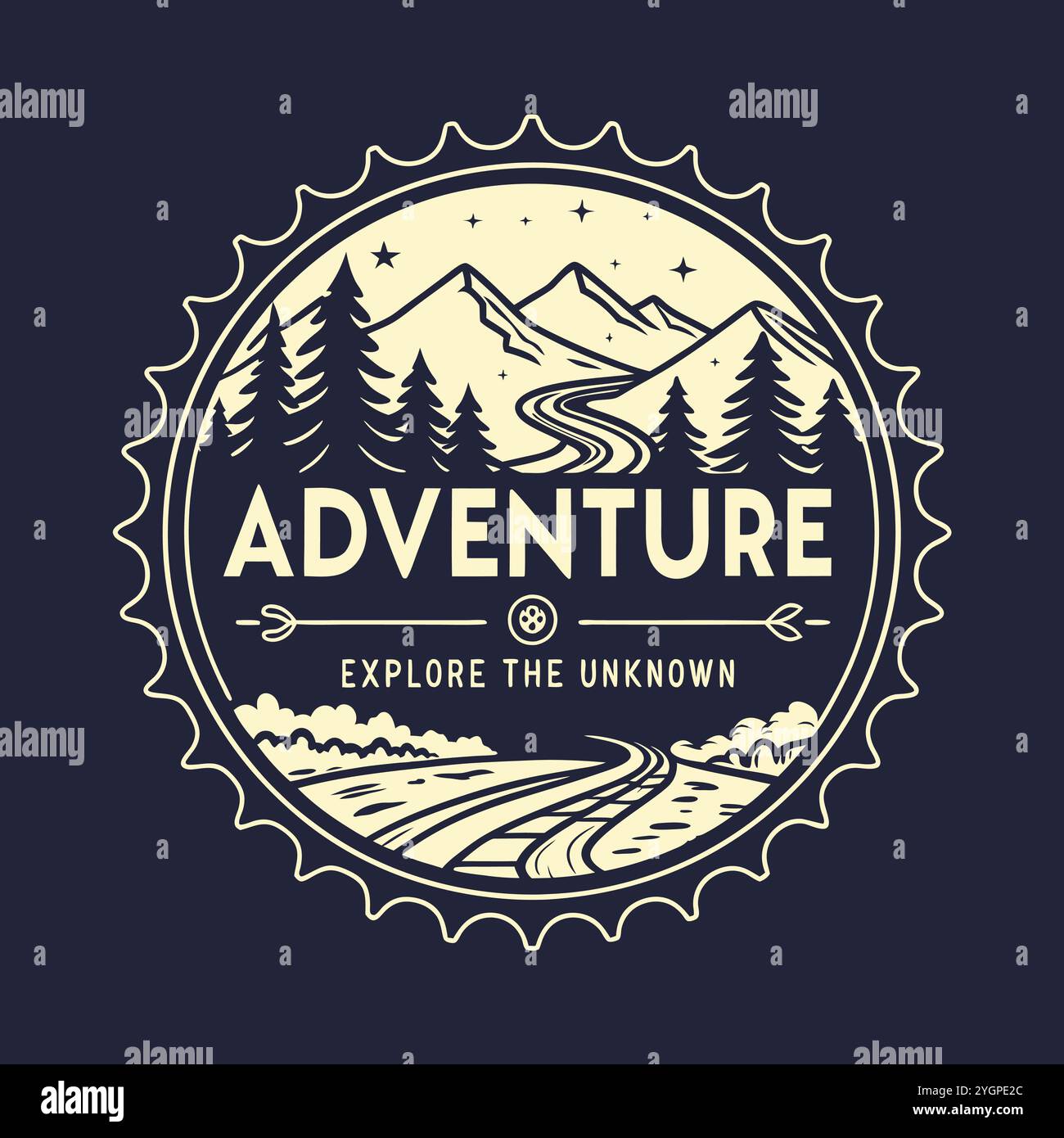 Vintage adventure label badge hi-res stock photography and images - Alamy