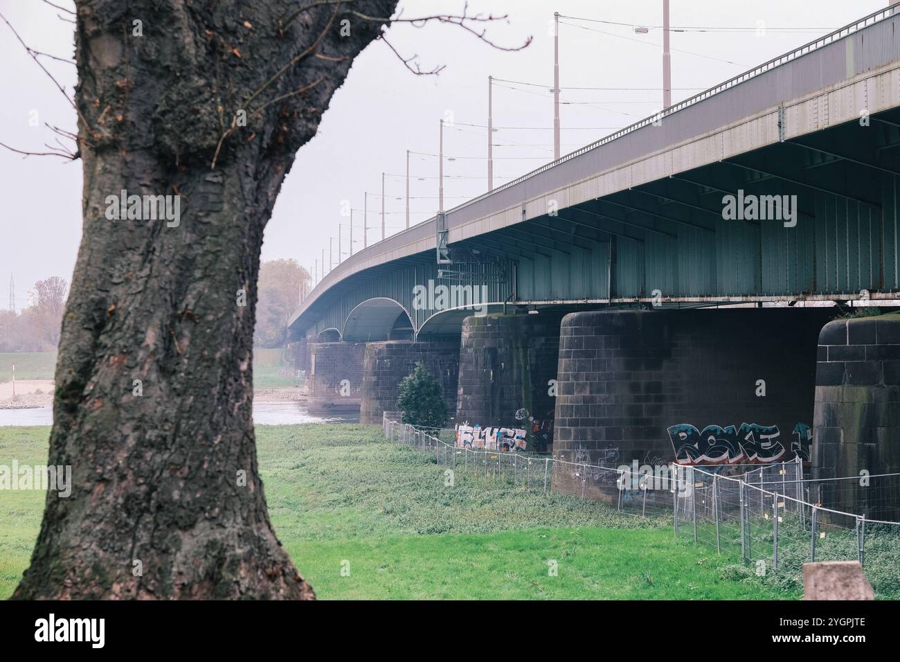 Düsseldorf Neuss 08.11.2024 Josef-Kardinal-Frings-Brücke  Südbrücke  Brückenschäden Brückenschaden Infrastruktur defekte Autobrücken Strassenverkehr Tempolimit 30 Geschwindigkeitsbegrenzung Windböen Seitenwind Brückenprüfung Brückeninspektion Sanierungsbedarf marode Autobahnbrücken Autobahnbrücke Autobrücke 7,5 Tonnen Lastwagen Begrenzung Rheinbrücke Düsseldorf Nordrhein-Westfalen Deutschland *** Düsseldorf Neuss 08 11 2024 Josef Cardinal Frings Bridge South Bridge Bridge damage Bridge damage Infrastructure defective motorway bridges Road traffic Speed limit 30 Speed limit Wind gusts Crosswind Stock Photo