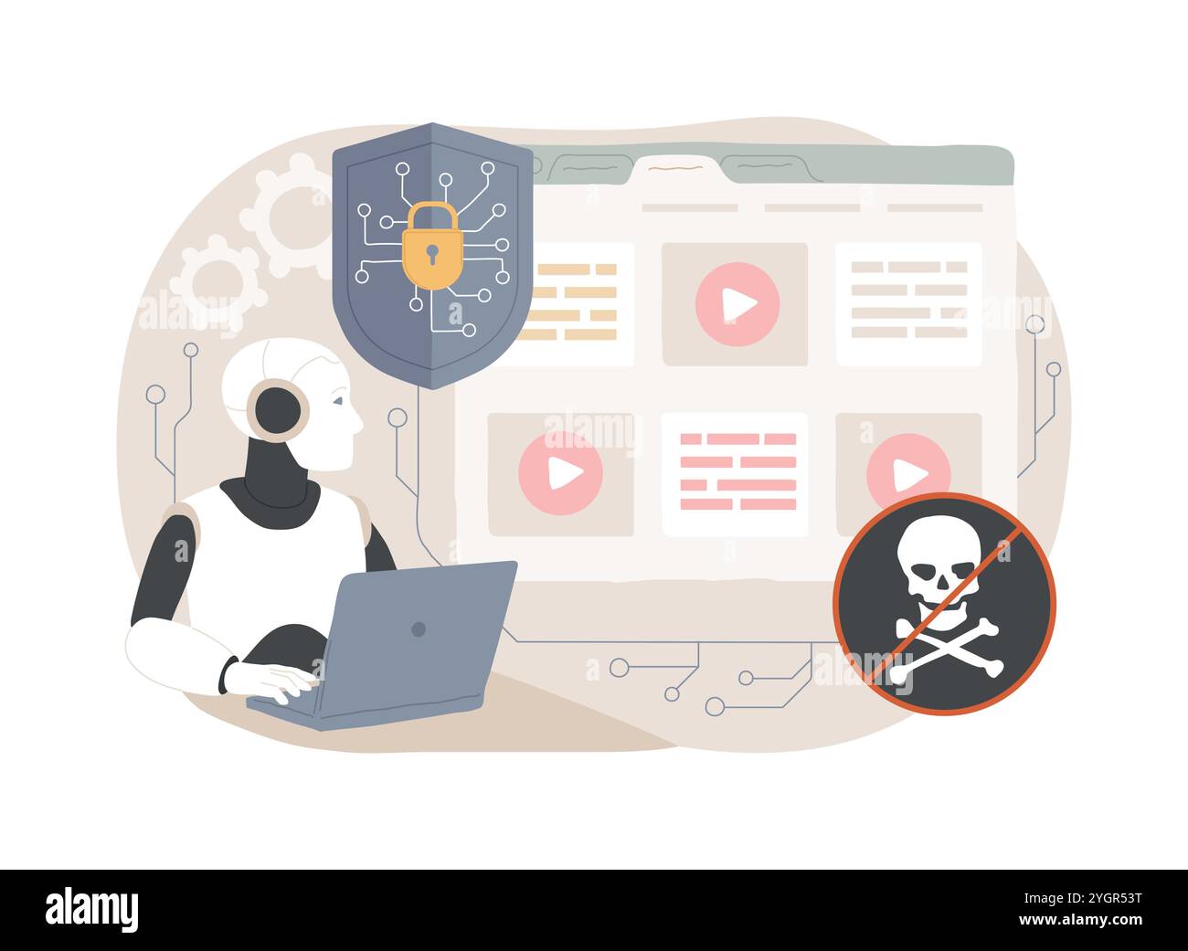 AI-Powered Content Protection abstract concept vector illustration ...