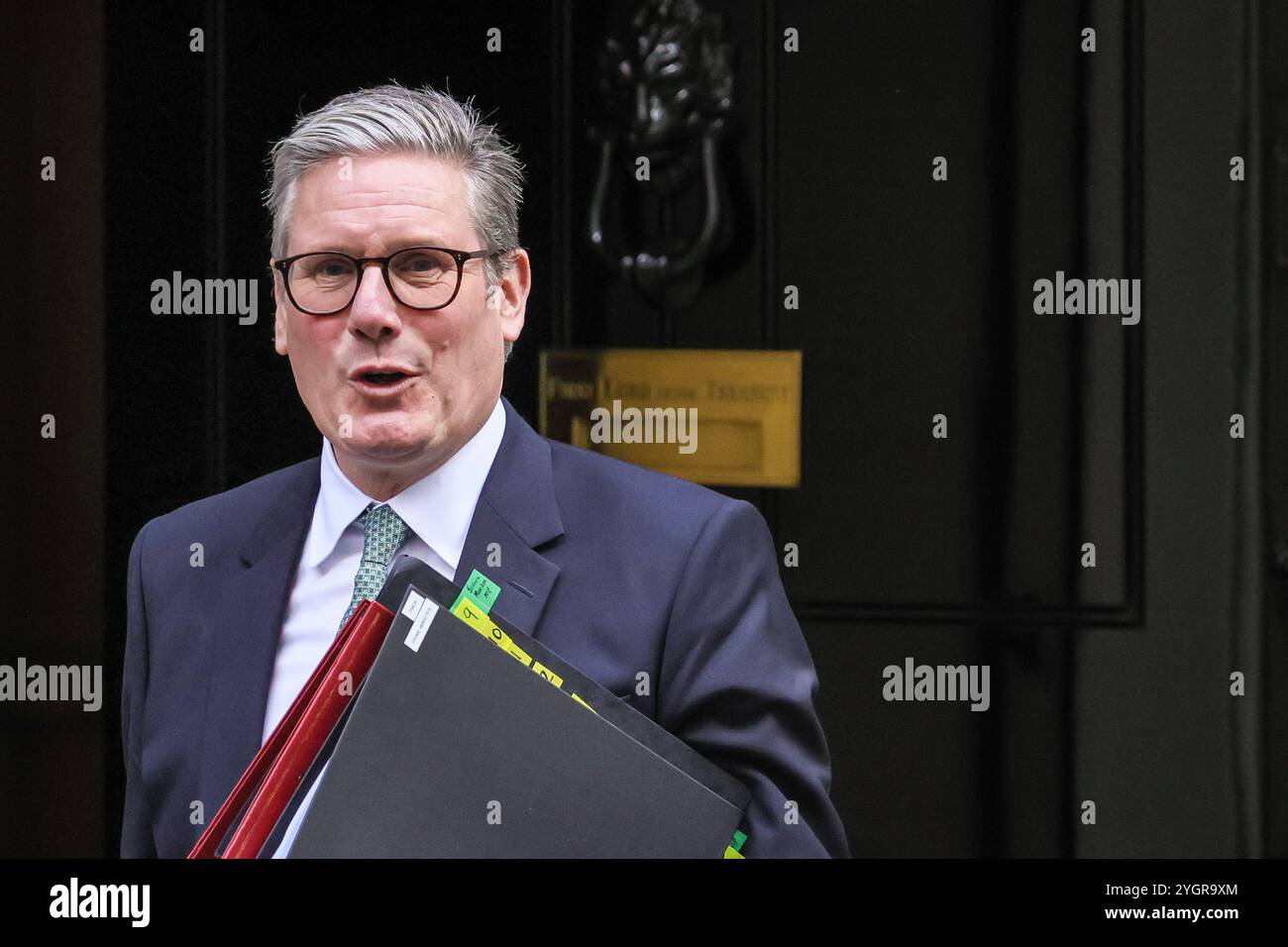 Sir Keir Starmer, Prime Minister of the United Kingdom, exits 10 Downing Street, London, UK Stock Photo