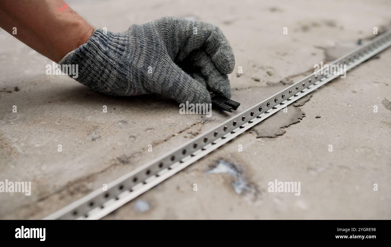 Metal beacons for floor repairs. Metal beacons for leveling the floor ...