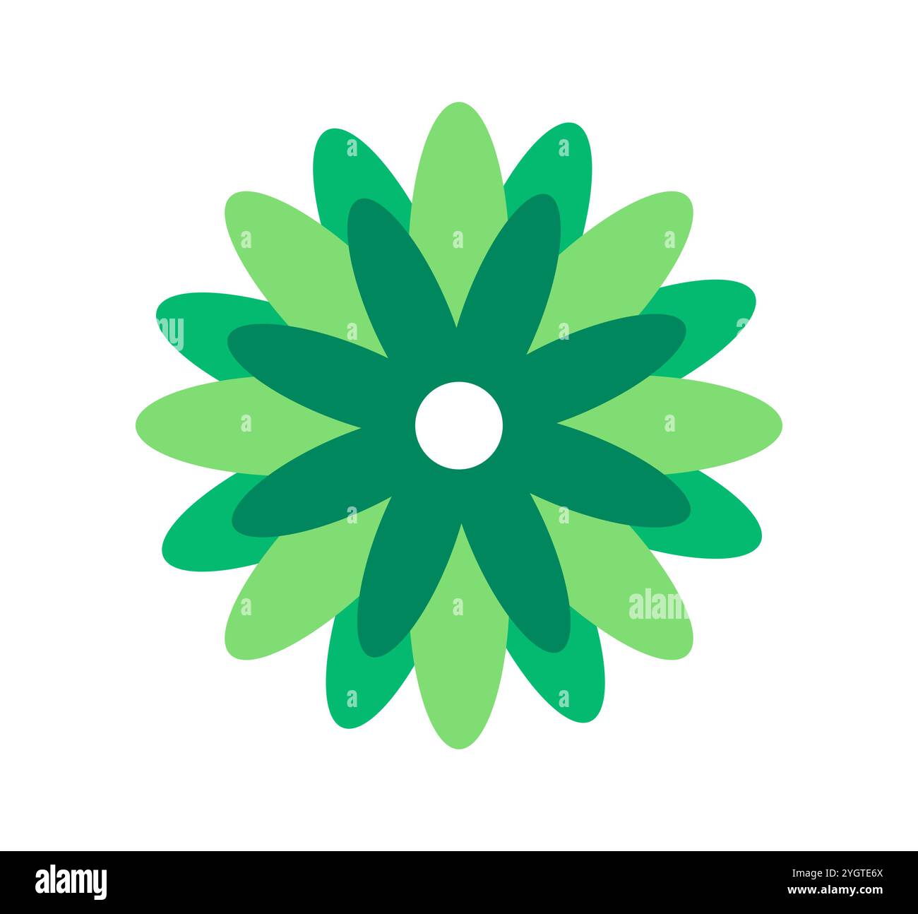 Flower icon top view. Green floral pattern. Bloom and blossom plant ...
