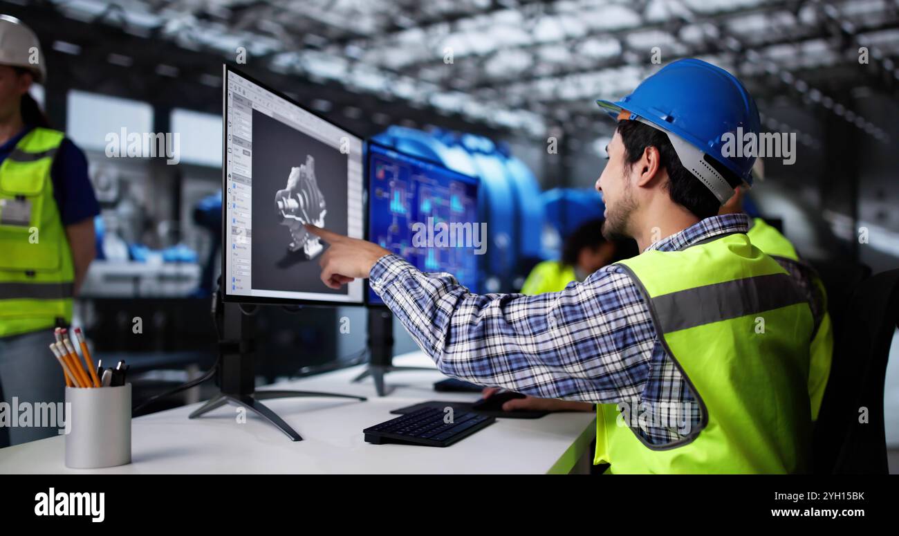 Engineer Doing 3D CAD Model Design On Computer Stock Photo - Alamy