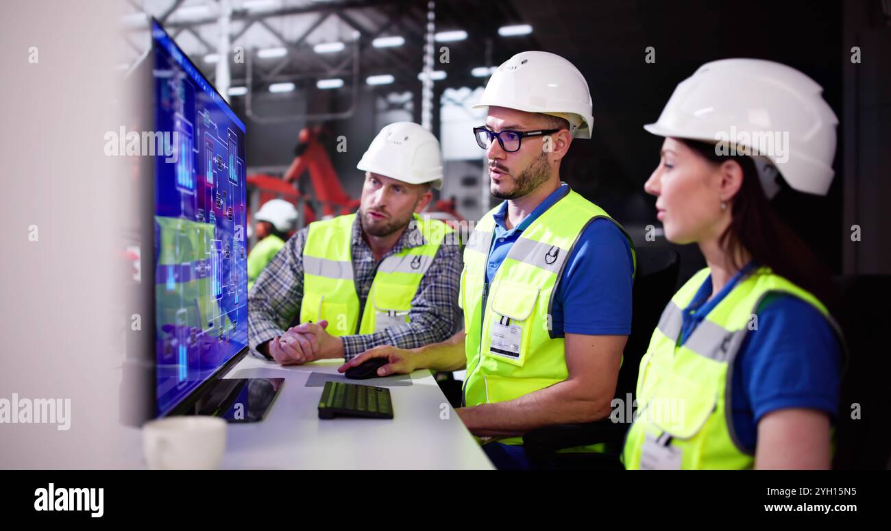 Engineer Operator Using Scada System At Industrial Plant Stock Photo ...