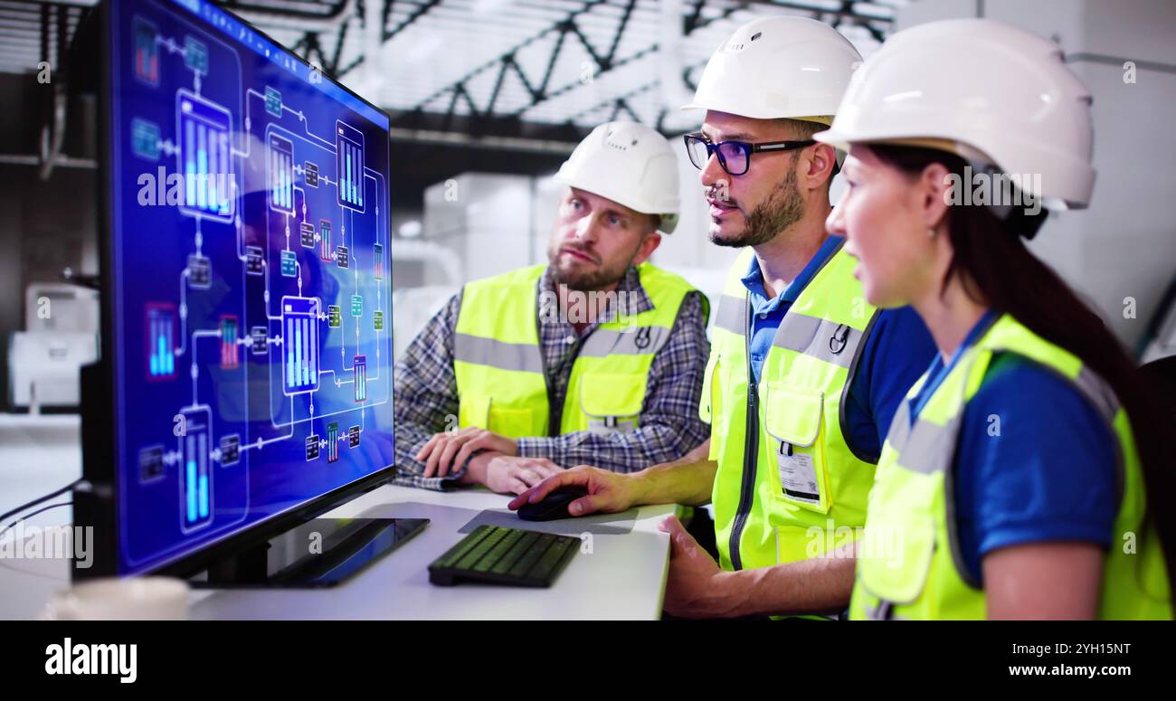 Engineer Operators Using Scada System At Industrial Plant Stock Photo ...