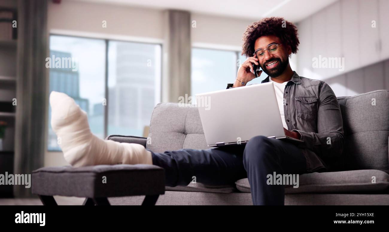 Black male injury crutches hi-res stock photography and images - Alamy
