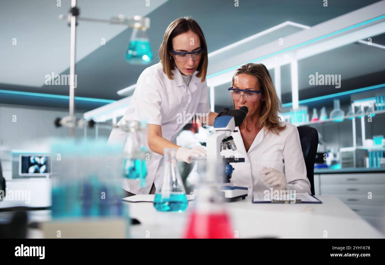 Medicine Clinic Discovery And Health Care. Scientist In Laboratory Stock Photo