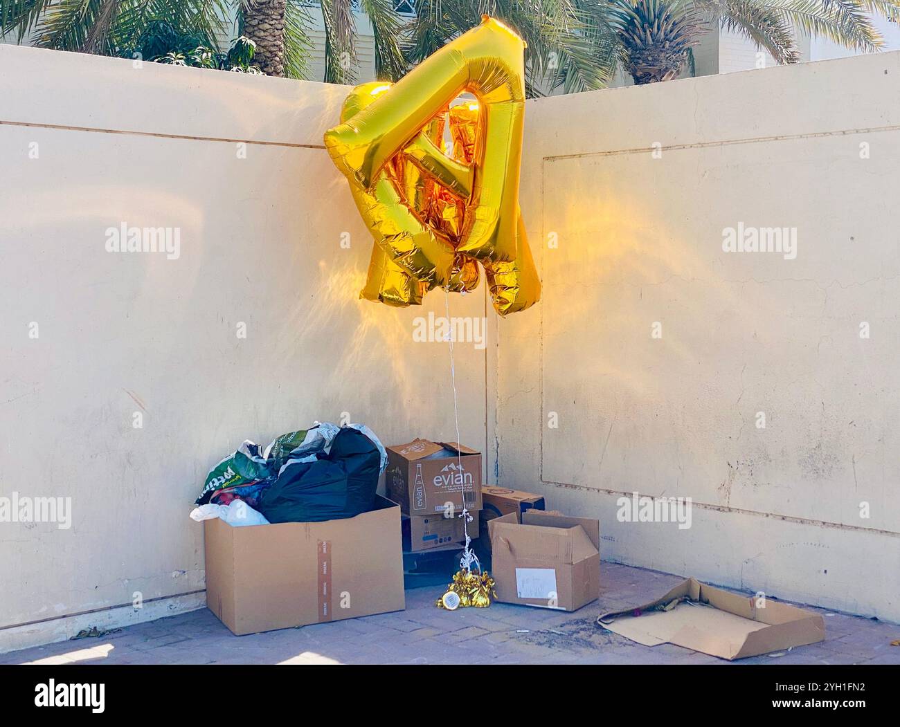 Gold party balloon letter A - Smartphone Captured Stock Image