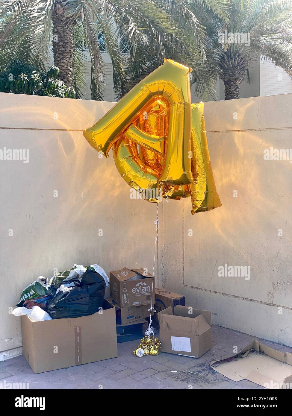 Gold party balloon letter A - Smartphone Captured Stock Image