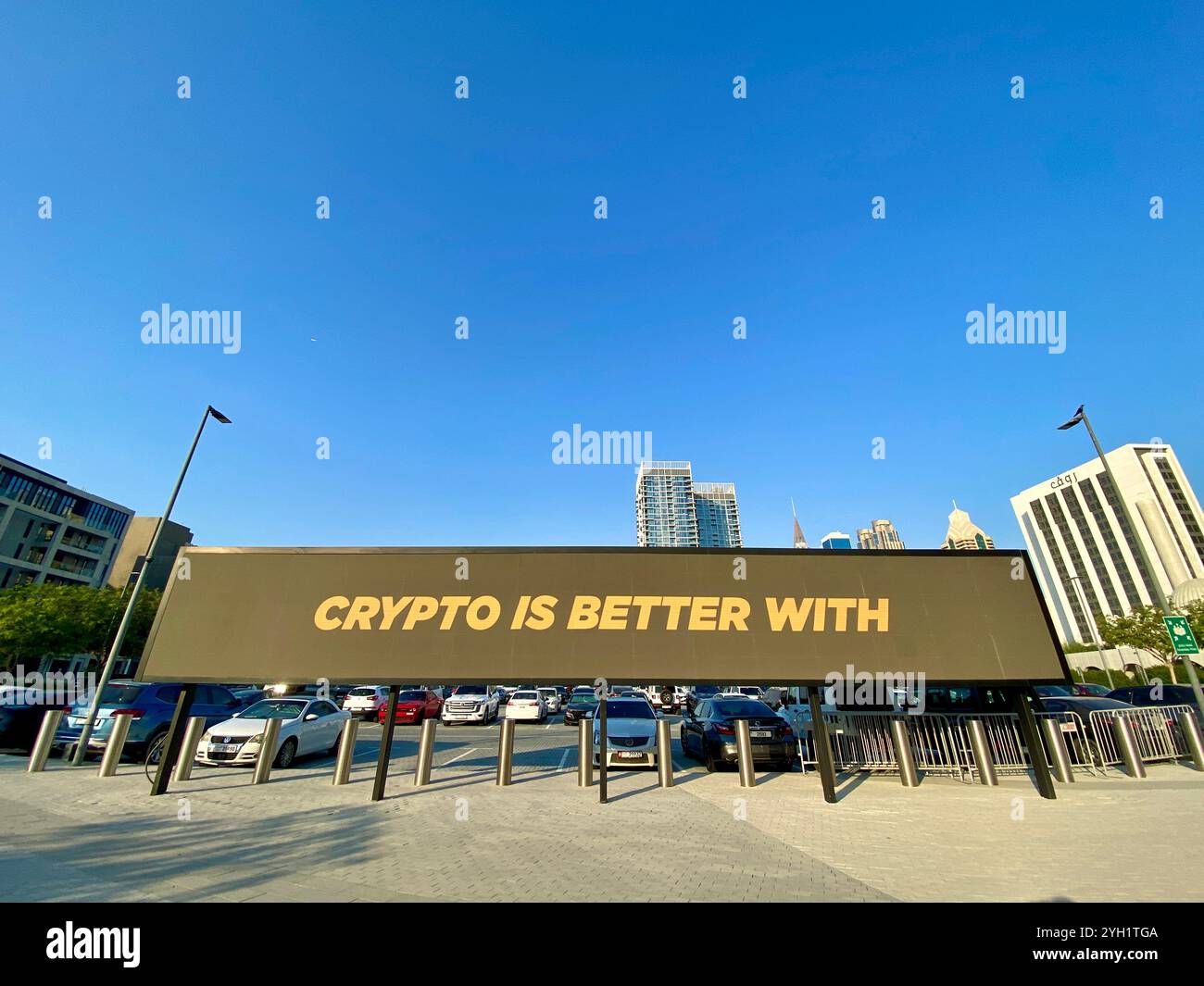 Crypto sign dubai - Smartphone Captured Stock Image
