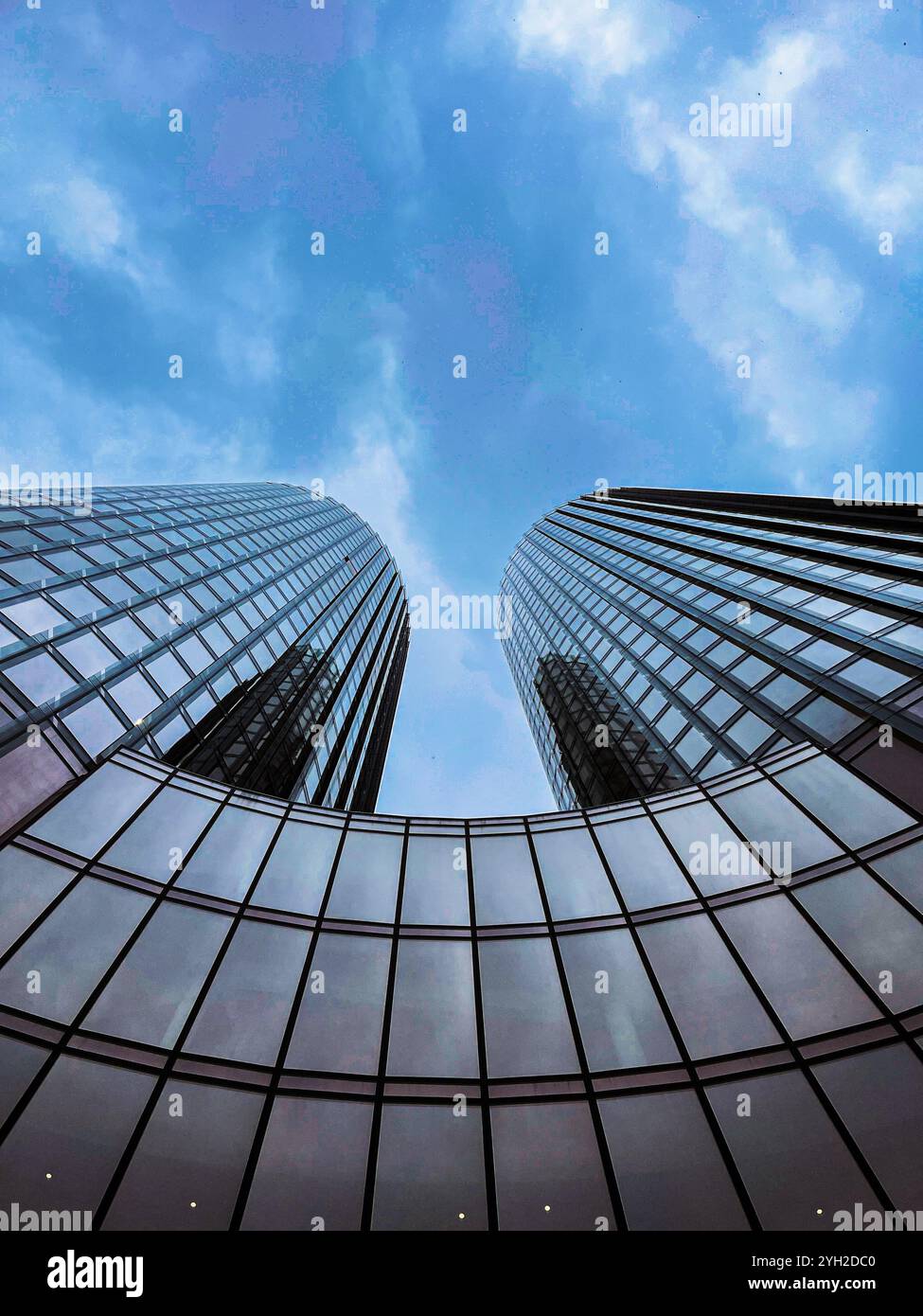 Glass building perspective in Latvia, Riga on a cloudy winter day. - Smartphone Captured Stock Image