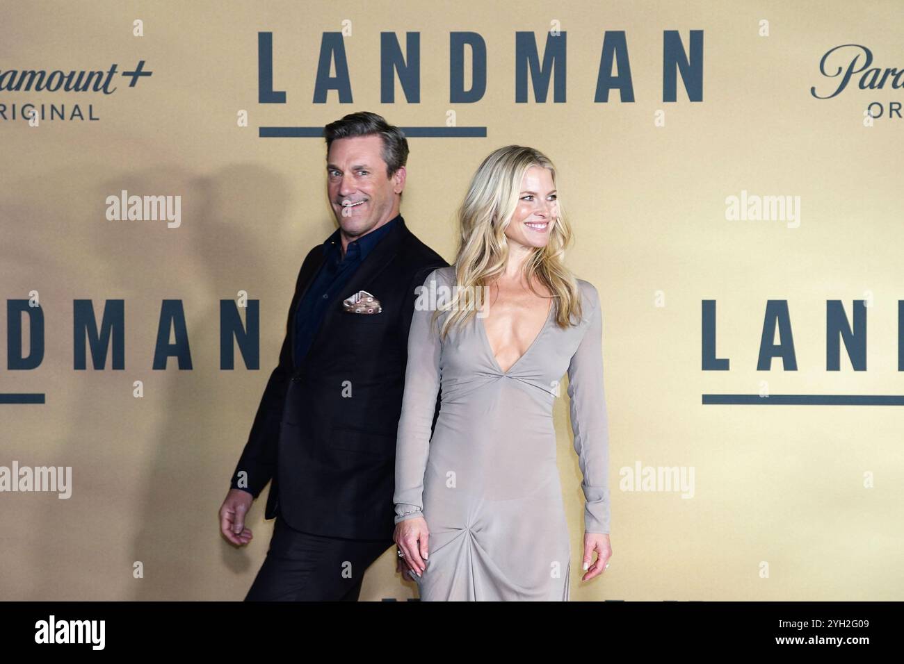 EDITORIAL USE ONLY Jon Hamm, Ali Larter attending the screening at the Tate Modern, London, for the brand new series, Landman, launching in the UK on Paramount+ from Monday November 18. Picture Date: Friday November 8, 2024. Stock Photo