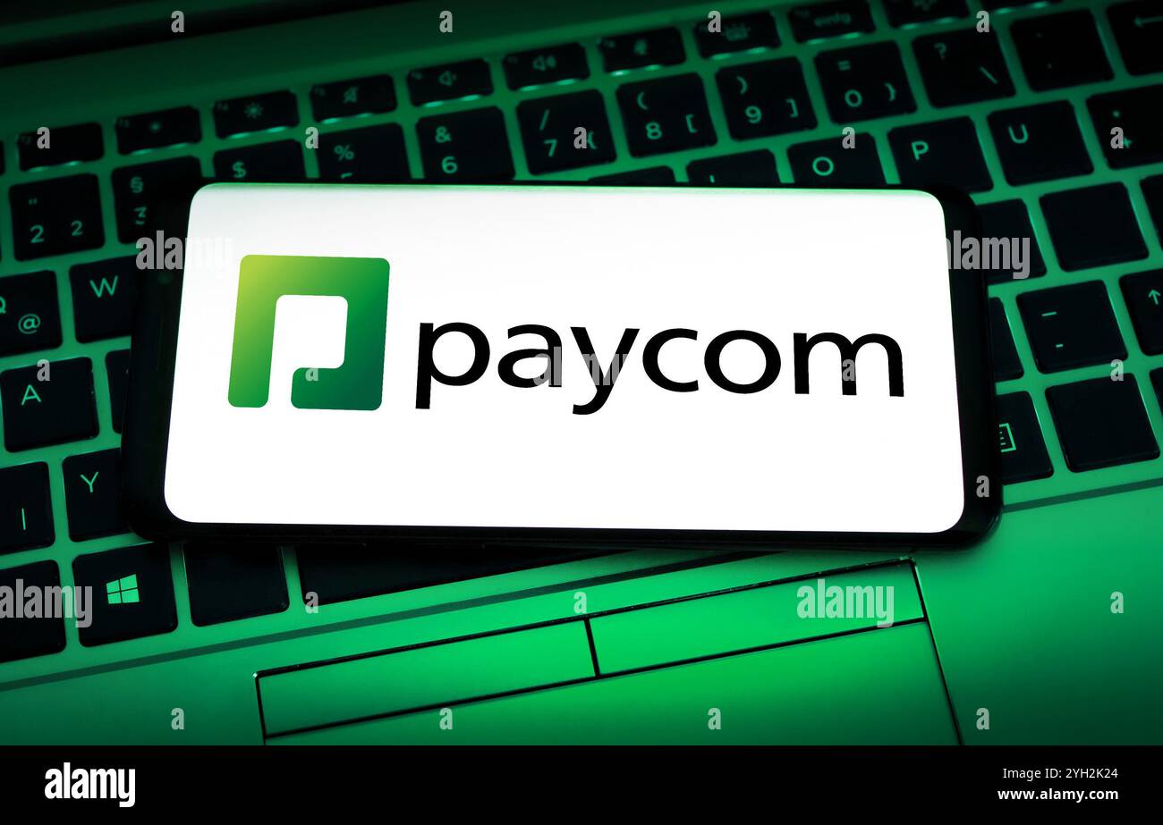 Paycom company - payroll and human resource software provider Stock Photo