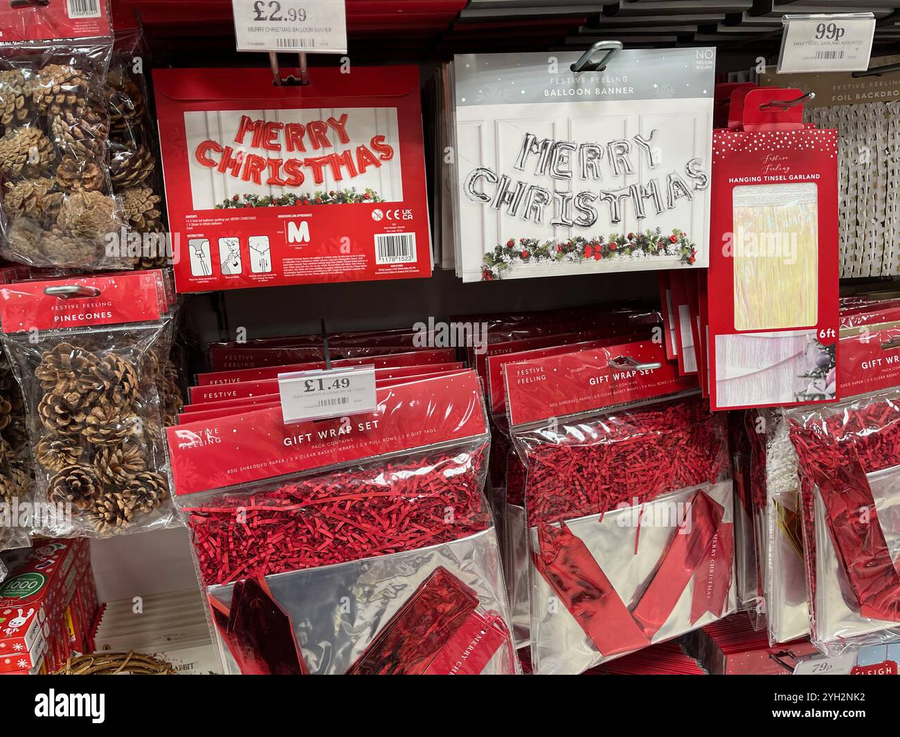 Home Bargains store in Liverpool displaying Christmas goods - Smartphone Captured Stock Image