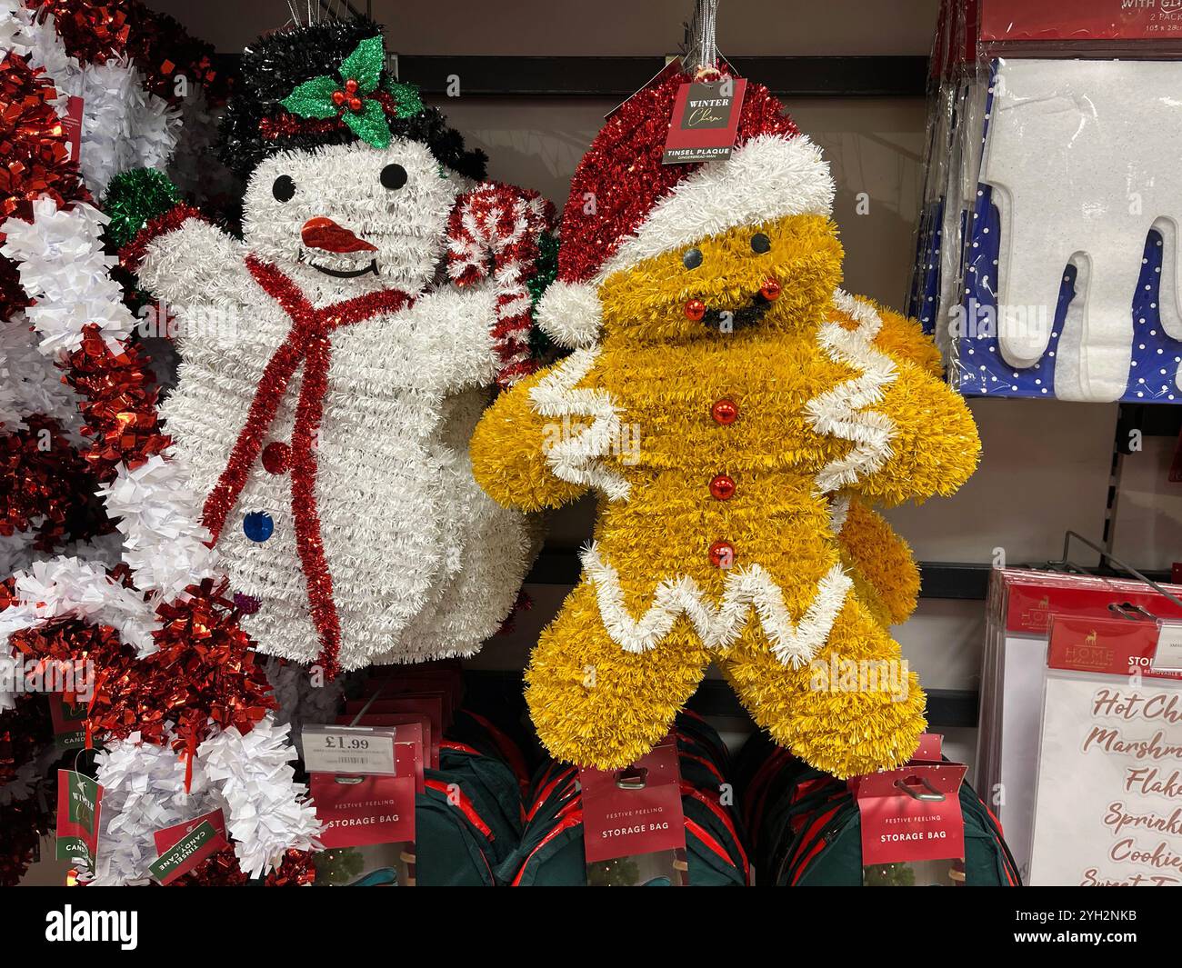 Home Bargains store in Liverpool displaying Christmas goods - Smartphone Captured Stock Image