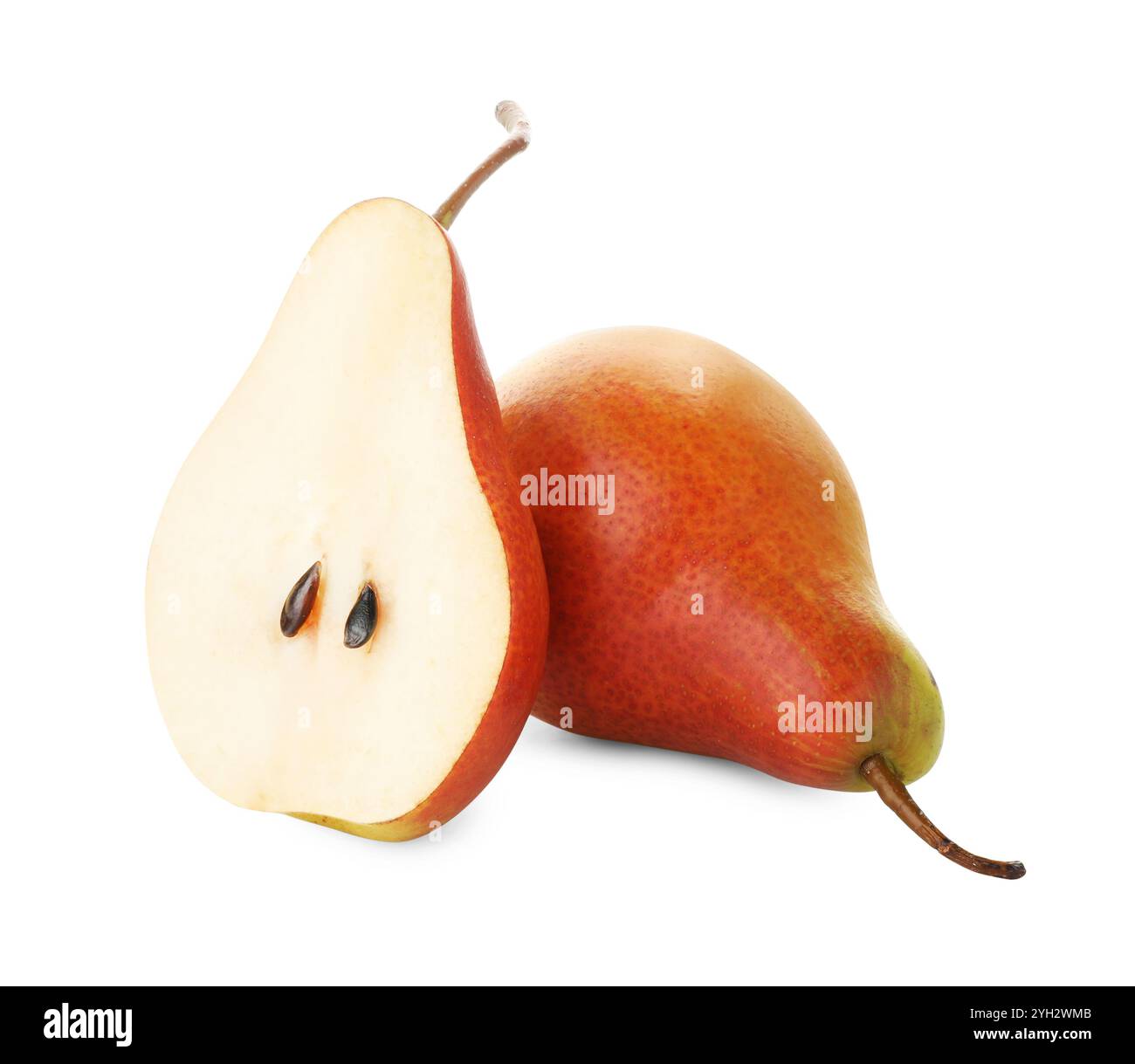 Whole and cut ripe pears isolated on white Stock Photo - Alamy