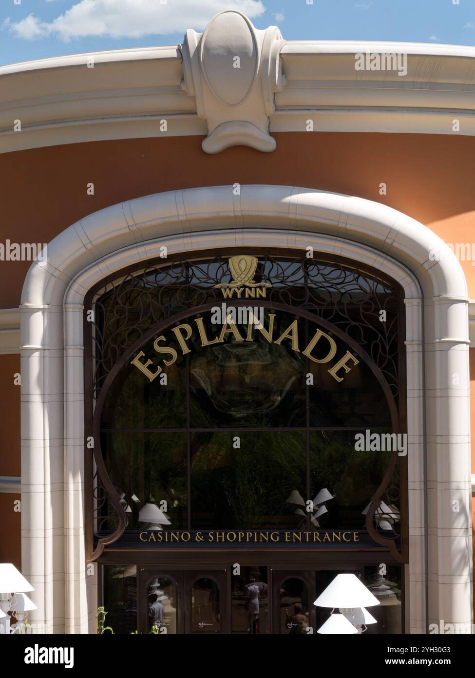 LAS VEGAS, NEVADA, USA - JUNE 04, 2013:  Sign above entrance to Wynn Esplanade shopping Mall Stock Photo
